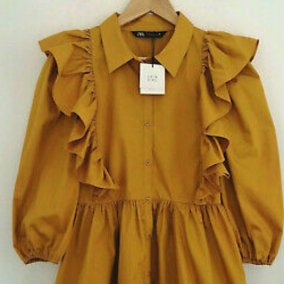 New ZARA RUFFLED VOLUMINOUS DRESS - Picture 14 of 17